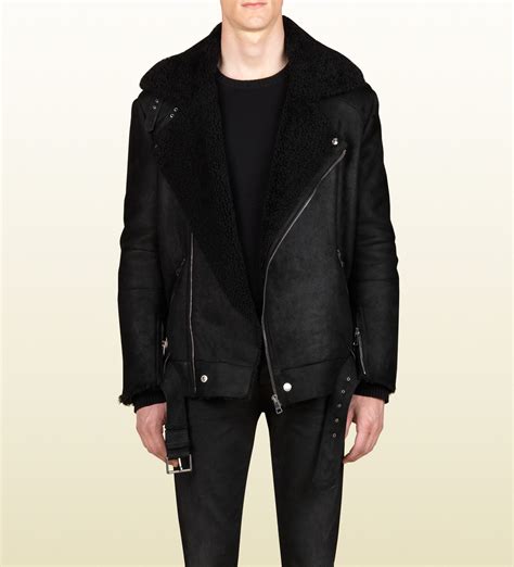 gucci casual men jacket|Gucci shearling jacket for men.